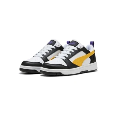 Abbildung von Puma Rebound V6 Unisex Sneaker low für Kinder, Größe: 35.5, Black/yellow sizzle/white Schuhe