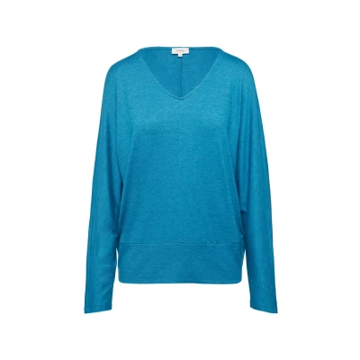 Abbildung von s.Oliver Langarm MIT V Ausschnitt Langarmshirt, Damen, Größe: 32, Azurblau