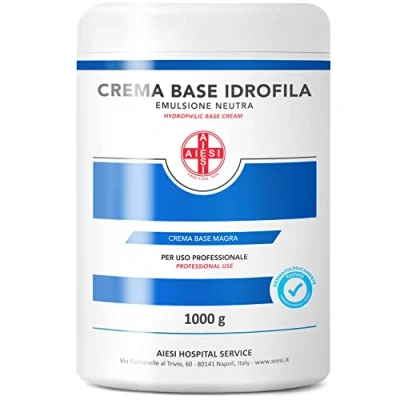 Abbildung von AIESI® Hydrophile basiscreme reine magere neutrale emulsion (Glas 1 kg), Ideal für pharmazeutische, kosmetische und dermatologische Zwecke, Made in Italy