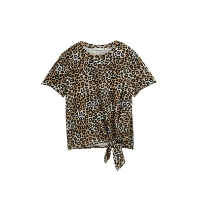 Abbildung von TOM TAILOR Denim T Shirt, mit Minimalprint und seitlichem Knoten