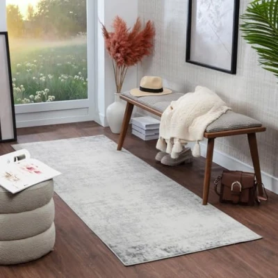 Abbildung von Surya Utrecht Teppich Läufer Modern Abstrakt Design in Marmor Optik für Esszimmer, Schlafzimmer, Wohnzimmerteppich weicher Groß 80x220cm Blau, Grau