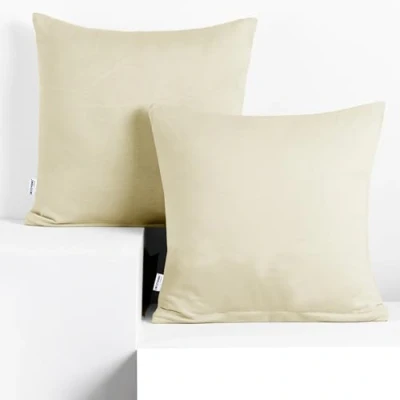 Abbildung von DecoKing 2 Kissenbezüge 40x40 cm Jersey Baumwolle Reißverschluss beige Amber