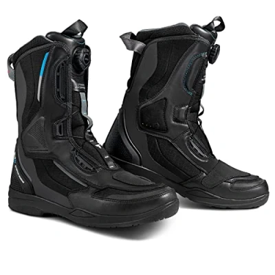 Abbildung von SHIMA STRATO Motorradstiefel Herren und Damen Motorrad Wasserdicht Stiefel Tourenstiefel Schuhe Männer Leder Schwarz (Herren, Wasserdicht, 44)