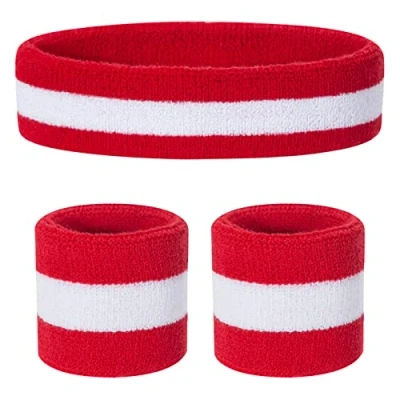 Abbildung von ONUPGO Kinder Schweißbänder Stirnband Armband Set Athletisches Baumwollschweißband für Sport (1 + 2 Armbänder)