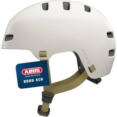 Abbildung von ABUS Fahrradhelm XOXO ECO Cityhelm im Skater Look Helm für Skateboard, Fahrrad, Scooter alle Komponenten teilweise oder komplett recycelt Jugendliche und Erwachsene Größe M, Taupe