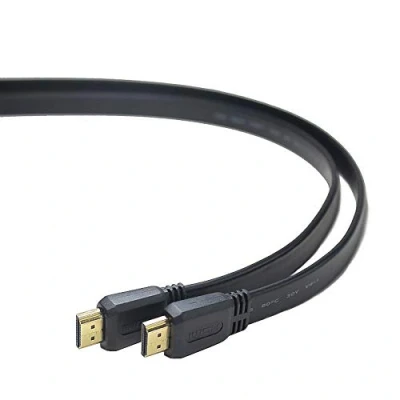 Abbildung von PremiumCord 4K High Speed ​​HDMI Flachkabel + Ethernet, 1 m, kompatibel mit Video 2160P, Full HD 1080P, Deep Color, 3D, Arc, 3x geschirmt, 10, 2Gbps, vergoldete Anschlüsse, Schwarz