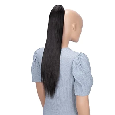 Abbildung von CAISHA 60cm Glatt Pferdeschwanz Mit Butterflyklammer Haarteil Zopf Hitzebeständig Haarverlängerung Braun H606