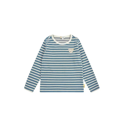 Abbildung von Steiff T Shirt Langarm EU Größe 122 nebulas Blue, Jungen Sweatshirt, Longsleeve für Kinder, Pullover langärmelig, Kinderoberteil, ideales Basic Shirt, bequem und weich, waschmaschinenfest