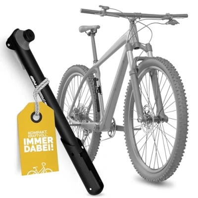Abbildung von DANSI Unisex Erwachsene Mini Fahrradpumpe, mit austauschbarem Ventileinsatz und Halter, T Griff, schwarz, 44304 Luftpumpe, One Size