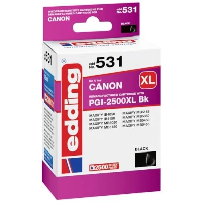 Abbildung von edding Druckerpatrone EDD 531 Einzelpatrone Schwarz 72 ml Reichweite 2500 Seiten Ersetzt Canon PGI 2500XLBk