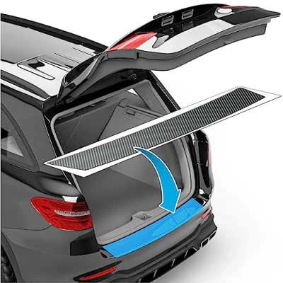 Abbildung von uProtect Auto Ladekantenschutz Folie für Skoda Karoq NU7 I 2017 2024 Stoßstangenschutz, Kratzschutz, Lackschutzfolie Carbon Optik Selbstklebend