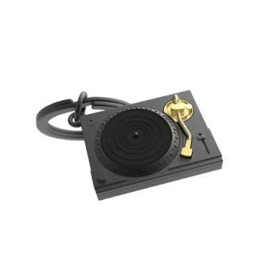 Abbildung von O meta[l]morphose Schlüsselanhänger Drehscheibe aus Vinyl, Schwarz, Gold., one size, Einzigartig, Vintage