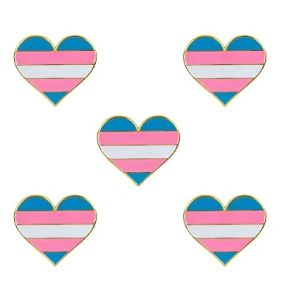 Abbildung von Pack 5 Transgender Pride Herzform Anstecknadel Broschen Pins Flagge Abzeichen Brosche