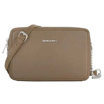 Abbildung von David Jones Damen Kleine Umhängetasche Frau Quadratische Handtasche PU Leder Kette Schultertasche Elegant Crossbody Bag Handy Tasche Mini Abendtasche Party Clutch Pochette Mode Taupe Braun