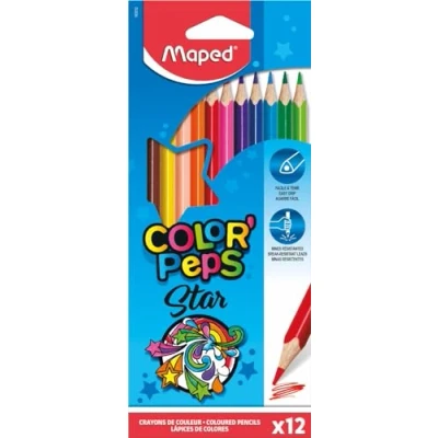 Abbildung von Maped ergonomische Drei Kant Buntstifte, Farbstifte COLOR&#039;PEPS STAR aus FSC zertifiziertem Holz 12x Stifte