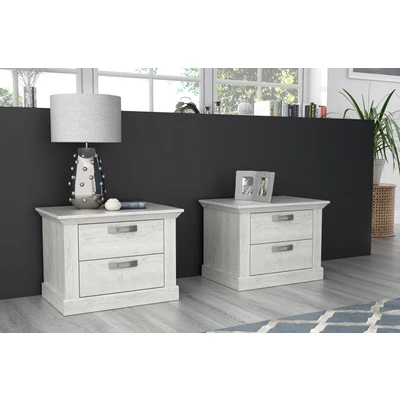 Abbildung von FORTE Kashmir Nachttisch mit 2 Schubladen, er Set, Holzwerkstoff, Pinie Weiß, 45,1 x 67,2 48,9 cm