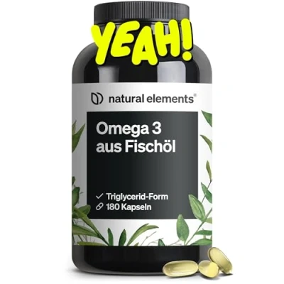 Abbildung von Omega 3 180 Kapseln 2000mg Fischöl pro Tagesdosis Triglycerid Form mit EPA und DHA Laborgeprüft, aufwendig aufgereinigt aus Anchovis Peru