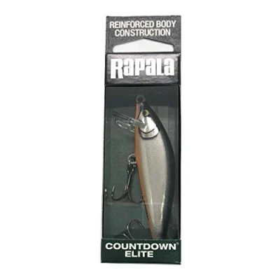 Abbildung von Rapala Angelköder Countdown Elite Angelzubehör aus Balsaholz Süßwasser Spinnköder Sinkend Lauftiefe: 1,2m Größe: 7,5cm / 10g Hergestellt in Estland Gilded Silver Shad
