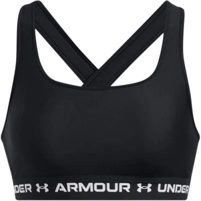 Abbildung von Under Armour Crossback MID BRA Sportbh mit mittlerer Stützkraft, Damen, Größe: XS, Black/rebel pink