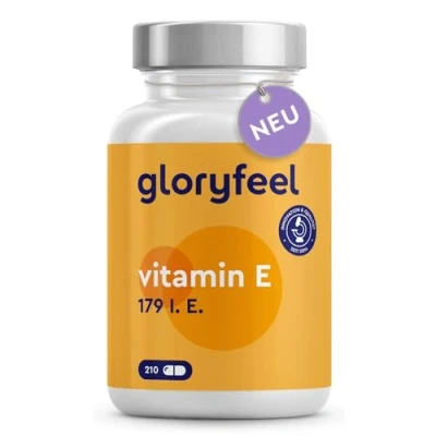 Abbildung von Vitamin E Kapseln Stabilster Premium Rohstoff (DL alpha Tocopherylacetat) Bioaktives 179 IE Hochwertige 210 für 100 Tage Vollversorgung Laborgeprüft