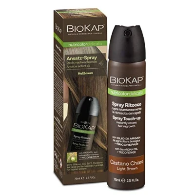 Abbildung von BIOKAP Touch Up Ansatz Spray 75ml HELLBRAUN Grauen kaschieren in 1 Sekunde hält bis zur nächsten Haarwäsche Bio Arganöl TricoREPAIR Komplex