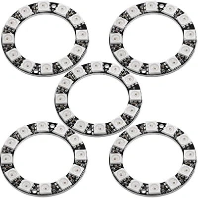 Abbildung von AZDelivery 5 x 5V RGB LED Ring Kompitabel mit WS2812B 12 Bit 38mm kompatibel Arduino inklusive E Book!