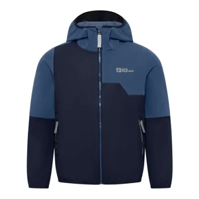 Abbildung von Jack Wolfskin Turbulence Hooded Unisex Softshelljacke für Kinder, Größe: 152, Night blue