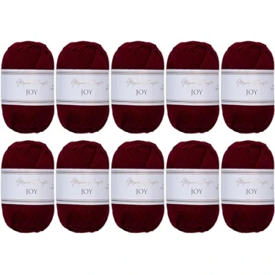 Abbildung von Utopia Crafts JOY Uni Strick und Häkelgarn, Weich, Pflegeleicht, 100% Polyacryl, 10x 50 g Knäuel, 150m (Burgund)