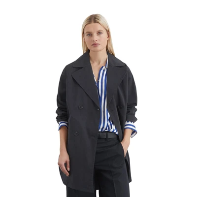 Abbildung von Marc O&#039;Polo Blend Lapel Collar Rounded HEM Trenchcoat, Damen, Größe: 36, Deep night blue