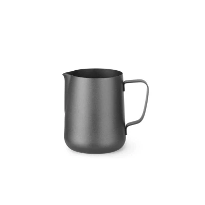 Abbildung von HENDI Milchkanne Edelstahl 600 ml schwarz 9 x 11,2 cm Antihaftbeschichtung, Milchkännchen mit Griff