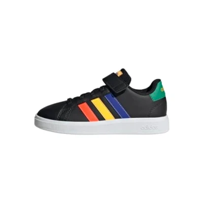Abbildung von adidas Grand Elastic Lace and Top Strap Shoes Tennisschuhe, Core Black/Lucid Blue/Court Green, 29 EU