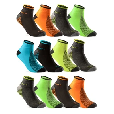 Abbildung von 12 Paar Sportsocken Herren Damen Sneaker Socken Quarter NEON verstärkte Frotteesohle 16209 WP (39 42)
