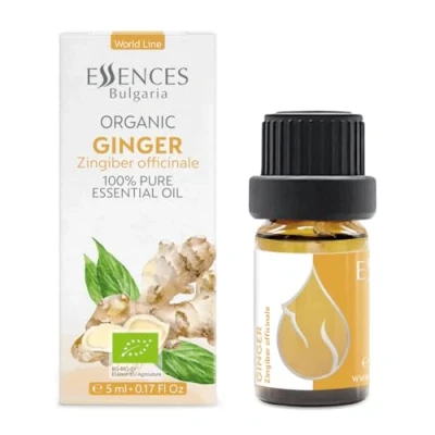 Abbildung von Essences Bulgaria Bio Ingwer Ätherisches Öl 5ml Zingiber officinale 100% Naturrein Unverdünnt Therapeutischer Grad Aromatherapie Kosmetik Tierversuchsfrei Gentechnikfrei Vegan