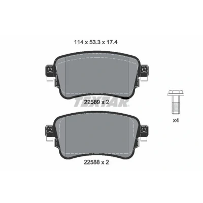 Abbildung von TEXTAR 2258801 Bremsbelagsatz mit akustischer Verschleißwarnung Bremssattelschrauben CITROËN: Dispatch III Van, Spacetourer, C4 Spacetourer