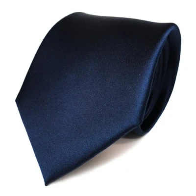 Abbildung von TigerTie Herren Krawatte Klassische 8 cm Satin in blau dunkelblau saphirblau marine einfarbigem Design, ideal für Geschäftstermine, festliche Anlässe und die Freizeit