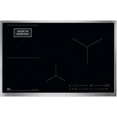 Abbildung von AEG Induktionskochfeld autark 80cm Made in Germany 4 Flex Zonen mit Bridge (Kombination 2er Zonen) Powerfunktion SuperFlat Rahmen Timer Touch kompatibel Haubenautomatik TO84IB0FRB