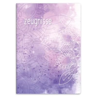 Abbildung von itenga Zeugnismappe mit Motiv DIN A4 stabile Dokumentenmappe Sichtbuch für Zeugnisse 20 Hüllen Kinder Jugendliche Schüler Mädchen Jungen (Motiv Mandala Wasserfarben)