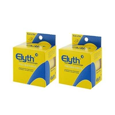 Abbildung von 2 St?ck ELYTH Tape Kinesiologie wasserbest?ndig, atmungsaktiv, 100% Baumwolle, 5m x 5cm, gelb