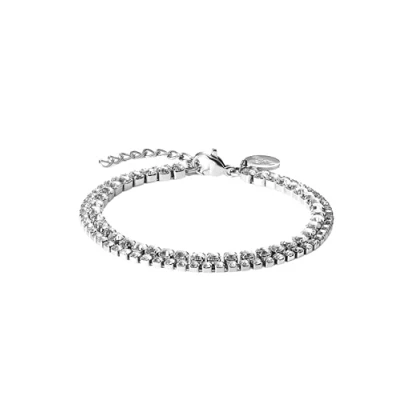Abbildung von Purelei® Zirkonia Armband Damen Edelstahl 18K vergoldet/rosé/silber Mit weißen Schmucksteinen Festliches Armband, verstellbar 1619 cm wasserfest (Silver)