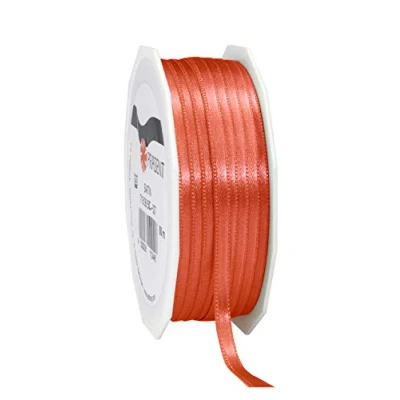 Abbildung von PRÄSENT C.E. Pattberg Satin Living Coral, 50 m Satinband zum Einpacken von Geschenken, 6 mm Breite, Geschenkband Dekorieren &amp; Basteln, Dekoband, Anlass
