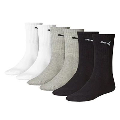 Abbildung von PUMA Unisex Sportsocken Cush Crew 6p Sportsocke, Grey/White/Black, 43/46 EU
