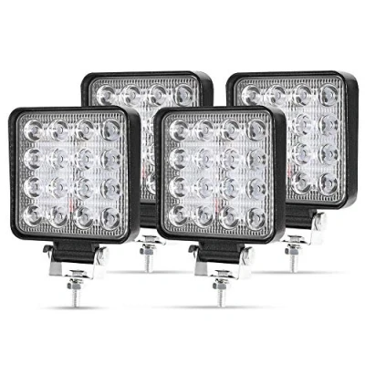 Abbildung von Kraumi LED Arbeitsscheinwerfer, 4 X 48W Quadrat Offroad Zusatzscheinwerfer 12V 24V Scheinwerfer IP67 Wasserdicht Rückfahrscheinwerfer für Trecker Bagger SUV, UTV, ATV…