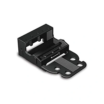 Abbildung von WAGO Befestigungsadapter 221 505/000 004 für 5 Leiter Klemmen, 4 mm², 10 Stück, Schraubbefestigung Verbindungsklemmen, geeignet stehende und liegende Montierung, schwarz