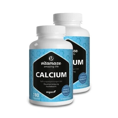 Abbildung von Calcium Tabletten hochdosiert vegan, 360 für 6 Monate, 800 mg Kalzium Carbonat pro Tagesdosis, Made in Germany (2er Pack)