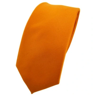 Abbildung von TigerTie Herren Krawatte 6 cm schmale Satin Tie in orange tieforange dunkelorange einfarbig uni Business, festliche Veranstaltungen und Freizeit