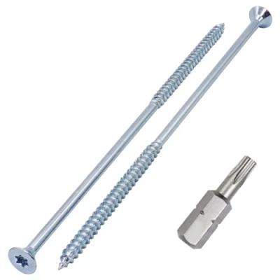 Abbildung von SKIR&#039;CO (10 Stück) Holzschrauben aus verzinktem Stahl 6,0 x 200 mm, Torx Senkkopfschrauben, Spanplattenschrauben, Teilgewinde