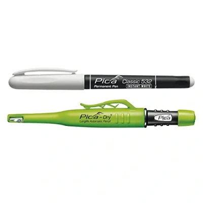 Abbildung von vasalat Pica Permanent Marker weiß + Dry Tieflochmarker Graphit 2 teilig
