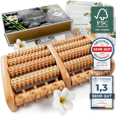 Abbildung von HELDSON® Fußmassageroller Holz FSC®100% Fußmassagegerät Massage Roller für Fußmassage Foot Massager Fussmassageroller Fussmassagegerät Massagegerät Füße Fersensporn
