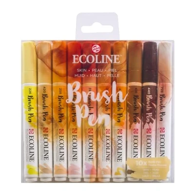 Abbildung von Ecoline Brush Pen Set mit 10 flüssigen Aquarellstiften Hautfarbtöne Mischbare Pinselstifte für Handlettering, Zeichnen und Basteln