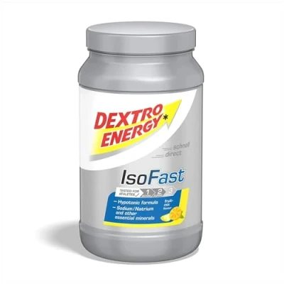 Abbildung von DEXTRO ENERGY ISO FAST FRUIT MIX (1120g Dose) Hypotones Elektrolyt Pulver mit Natrium, Magnesium, Kalium und Chlorid zur schnellen Kohlenhydrat Mineralstoff Versorgung, Glutenfrei, Laktosefrei